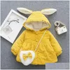 Sweats à capuche Sweatshirts Vendre de nouveaux vêtements d'hiver pour enfants mignons oreilles de lapin filles veste à capuche chaud coton mode manteau arc livraison directe Ba Otaxn