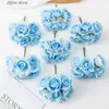 Faux Floral Greenery 6Pcs Artificial Flowers Fake Rose Bouquet For Christmas Garland Accessories Home Living Room Ornamental Flowerpot Wedding Decor Y240322