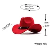 Metal Cow Head Etikett Western Cowboy Hat For Women Män Barn Hösten Faux Wool Fedora Hats Cowgirl Filt Cap Party Dress Top 240311