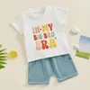 Kledingsets Peuterjongen Zomeroutfits Briefprint T-shirt met korte mouwen Casual shorts Big Lil Brother Matching