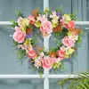 Guirlande de roses artificielles décoratives, 40cm, couronne de cœur suspendue au mur, décoration créative en forme de cœur pour la saint-valentin