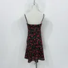 Womens Dress USA Fashion Märke Silk Black Floral Printed Sleeweless Slip Mini Dress