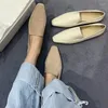 Casual Shoes 2024 Autumn Bekväm får Suede Loafers Simple Cowhide Low-Heel Flat Real Leather Women