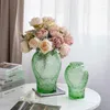 Vaser retro snidad vas lotus förtjockat glas vardagsrum blommor arrangemang dekoration