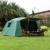 Tents and Shelters New Ultralarge 5-8 Person Double Layer 365*365*210CM Party Large Gazebo Sun Shelter With Mosquito Net Camping Tent 240322