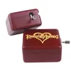 Statuette decorative Sinzyo in legno intagliato a manovella Kingdom Heart Music Box meccanismo rosso regalo per Natale/Compleanno/San Valentino