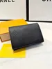 Cow Leather Wallet Designer Credit Card Holder Black and khaki Colors Men and Women Coin Purse Zipper inside Wallets hollow out Flower Clutch Bags High Quality