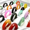 Bandringe Großhandel Lots 50 stücke Glatte Oberfläche Nette Ring Punk Finger Colorf Männer Frauen Achat Stein Drop Lieferung Schmuck Dhgarden Dhglt