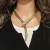 Oro magnetico a forma di serpente Moda Pieno di diamanti Personalità Temperamento esagerato Tendenza Versatile catena leggera alla clavicola