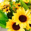 Finto floreale verde girasole artificiale bouquet fiore di seta margherita fiore artificiale fai da te pianta di supporto giardino di famiglia tavolo di nozze decorativo Y240322