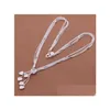 Anhänger Halsketten 925 Sterling Silber Herz Lange Halskette Eleganter Schmuck Für Damen Miti Kette Abend Party Zubehör Drop Lieferung Dhkv3