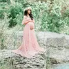 Długie macierzyńskie proporcje sukienki ciążowe sukienki ciążowe do strzelania w ciąży koronkowa suknia maxi Y240309