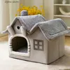 Lits pour chats Meubles Nid de chat à toit à deux étages Four Seasons Universal House petit lit pour chien chaud amovible et lavable fournitures pour animaux de compagnie Y240322