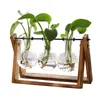 Vasos planta terrário com 3 bulbo vaso de madeira suporte de metal suporte retro mesa para plantas de interior presentes do amante