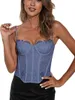 Vrouwen Tanks Vrouwen Mesh Bustier Y2K Sexy Push Up Kant Trim Uitgebeend Corset Zomer Uitgaan Party Crop cami Top