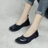 Casual Shoes Loafers For Women Leather Spring Low Heel Slip-on Stretch Spandex Woman Flat Handmade Black 2024
