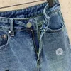 Nova moda streetwear em linha reta embroid padrão denim calças femininas cintura alta lavado azul rasgado manguito tudo combinado legal jeans