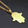 Collier pendentif turc mauvais œil Hamsa main de Fatima, chaîne en acier inoxydable doré, pendentif glacé, bijoux Hip Hop pour femmes/hommes