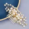 Hair Clips Elegant Artificial Pearls Combs Rhinestone Headpieces For Bride Wedding Gold Color Alloy Hairpins Women Party Jewelry