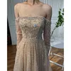 Party Dresses Wasisi Arabic Nude Sexy Boat Neck A Line Beaded Long Evening Gowns For Women Wedding Plus Size 2024 FLA71803B