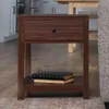 APOC HOME Table de chevet intelligente en bois avec station de chargement, tiroirs et étagères - avec ports USB et 2 prises - 22 pouces de haut (bois de noyer)