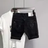 Mens Hole Patch Korean Slim Jeans Short Pants Shorts Feet Black Denim Jeans For Men Cowboy Teenager Designer Pants 240308