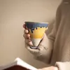 Mugs Creative INS Cone Coffee Cup Kiln Retro Coarse Pottery Latte Pull Flower Ceramic Ice Cream