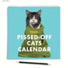 Calendário 2024 Gatos chateados Calendário Assy Presente de feriado para amantes de gatos Calendário de parede de gatos Planejador de 12 meses para apresentação de Natal de Joe Y240322