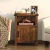 Joaxswe Station de recharge, support de rangement de chevet de ferme de 17 pouces (environ 43,2 cm), table d'appoint de canapé en bois de style campagnard avec porte magnétique, chambre à coucher,