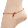 New Titanium Steel Small Hand and Foot Chains Inlaid with Bracelet Red Rope