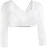 Magliette da donna S-3XL Pizzo floreale Maniche trasparenti Sotto la camicetta Coprispalle Crop Top Manica a tre quarti Nero/Bianco