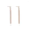 Dangle Earrings 2024 Elegant Temperament Trend Copper Zircon Long Rose Gold And Silver Color Jewelry Wedding Bride Bridesmaid High Quality