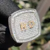 Bubble Letter Personalized Name Rings for Men Full Iced Out Cubic Zirconia Prong Setting Hip Hop Jewelry 240313