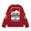 Men's Sweaters Womens Red Square Jacquard Moonlight Sunset Sweater Mens Couple Street Clothing Ultrafine Work Neck Zipper Sweatshirt H240401