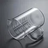 Básculas domésticas Taza de báscula de vidrio de borosilicato alto para el hogar con asa Tazas medidoras de vidrio de 400-1000 ml Tapa de bambú duradera para cocina o Re 240322