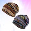 Bérets 2pcs Baggy Beanie élastique imprimé chimio chapeau turban foulard chaud pour les femmes