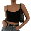 Débardeurs pour femmes Femmes Spaghetti Sangle Côtelée Gilet Top Camisoles Slim Fit Sans Manches Sling Débardeurs Summer Crop