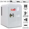 Diet Coke 4L Mini Fridge W/ 12V DC and 110V AC Cords, 6 Can Portable Cooler, Personal Travel Refrigerator, Gray