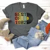 女性用Tシャツ1982ベストメンズパーティー40歳の誕生日シャツ100％コットンストリート衣類女性Tシャツ短袖トップ240323