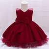 Sukienki dla dziewczynek Style na wiosenne i letni łuk bez rękawów Tutu Dress Dress Party Birthday Party Princess Mesh Puszysty ubrania 1-6y