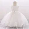 Vestidos de menina ano roupas de bebê flor laço laço para 1º vestido crianças meninas aniversário criança presente princesa batismo