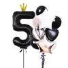 Décoration de fête 11pcs 40inch Black Gold Crown Numéro Ballon 12inch Agate Marbre Texture Latex Hélium Ballons Baby Shower Anniversaire Décor