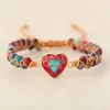 Charm Bracelets Natural Stone Heart String Braided Macrame Friendship Wrap Bracelet Women Jewelry