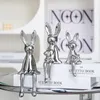 Modern Een Familie van Drie Konijn Keramische Dierensculptuur Nordic Woondecoratie Accessoires Decor Bureauplank 240314