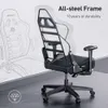 Autofull C3 Gaming Office PC Support lombaire ergonomique, style course en cuir PU, dossier haut, chaise de travail pivotante réglable avec repose-pieds (noir)
