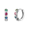 Pendientes de aro pequeños de cristal de Color fresco para mujer, Plata de Ley 925 auténtica, joyería de moda, accesorios de boda