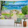 Tapisserier Vackra havslandskap Tapestry Wall Hanging Home Polyester Tyg Wave Themed Room Estetic Art Decoration