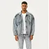 Blue Jean Jackets Mens Fashion Multi Pockets Loose Casual Cotton Vintage Street Cowboy Coats Brand Clothes Denim Jacket Hombre 240309