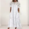 Vestidos casuais renda costura lavável respirável verão ao ar livre bordado flor midi vestido praia streetwear traje