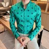 Mannen Overhemden 2024 Lente Herfst Mode Print Casual Mannen Merk Lange Mouw Business Slim Shirt Mannelijke Hoge Kwaliteit Sociale kledij Tops